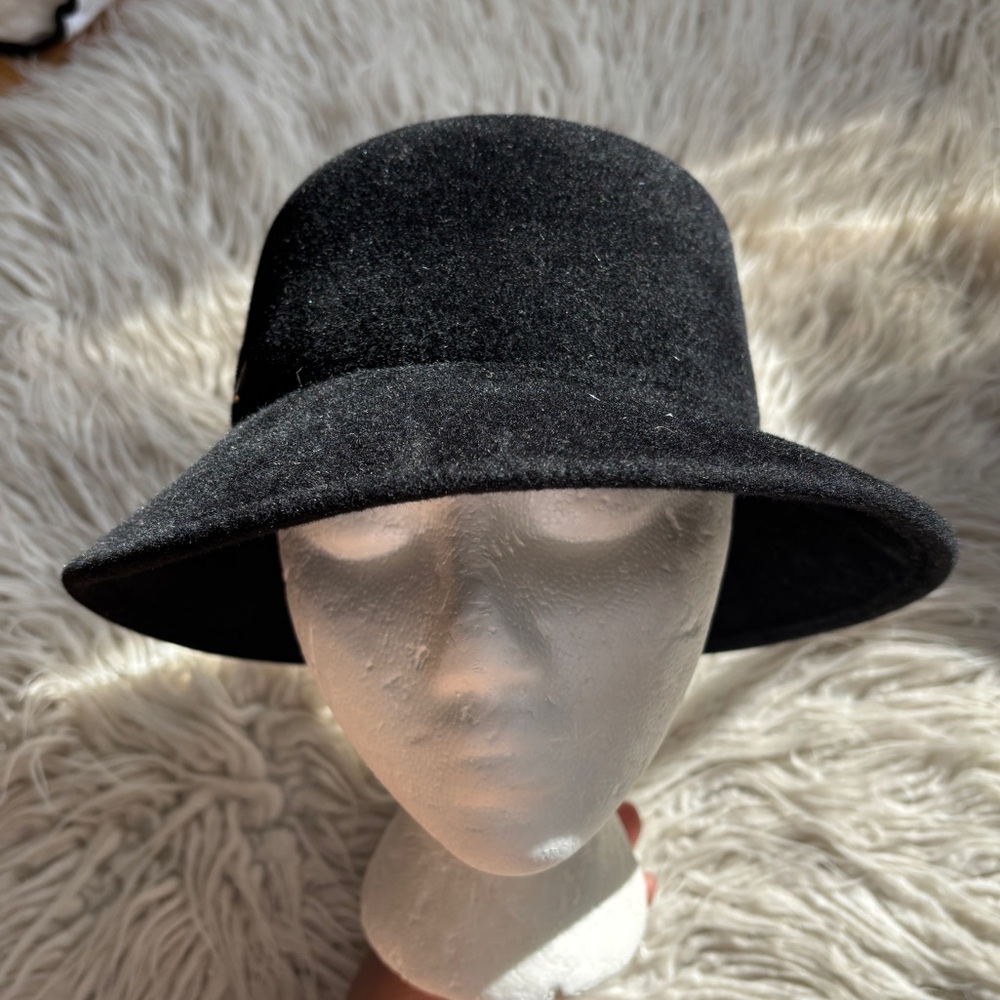 Eric Javits New York Vintage Black Felt Medium Brim Bucket Hat EUC One Size